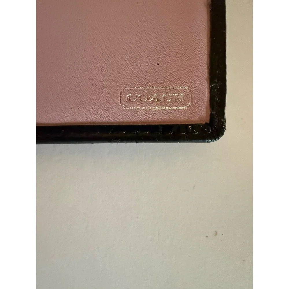 Coach Black Patent Leather Tri-Fold Wallet And Check Book C Embossed